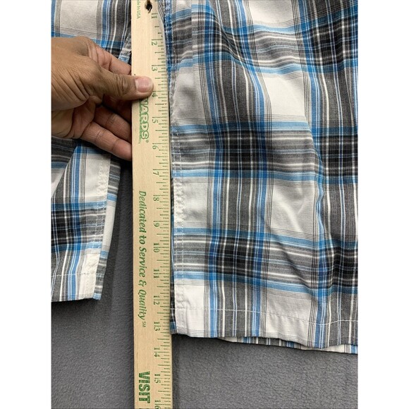Southpole Bermuda Shorts Mens Size 34X13 Blue Black White Checked Slash Pockets - Picture 6 of 15